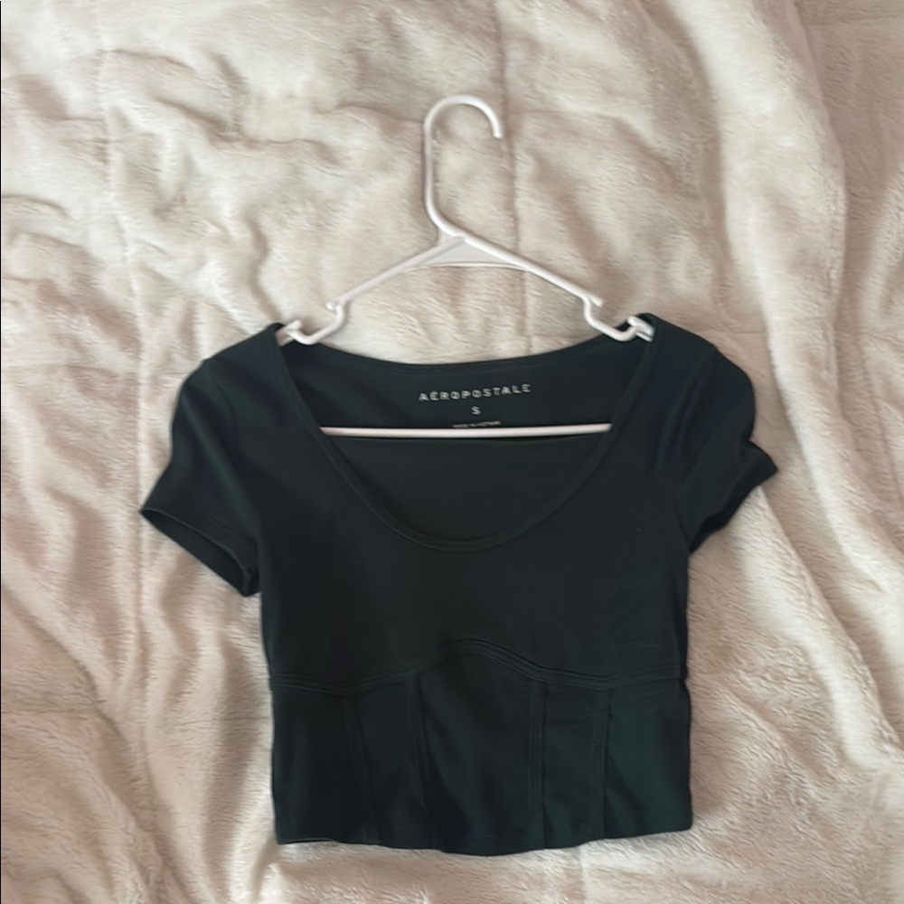 Aeropostale Black Fitted Crop T-Shirt